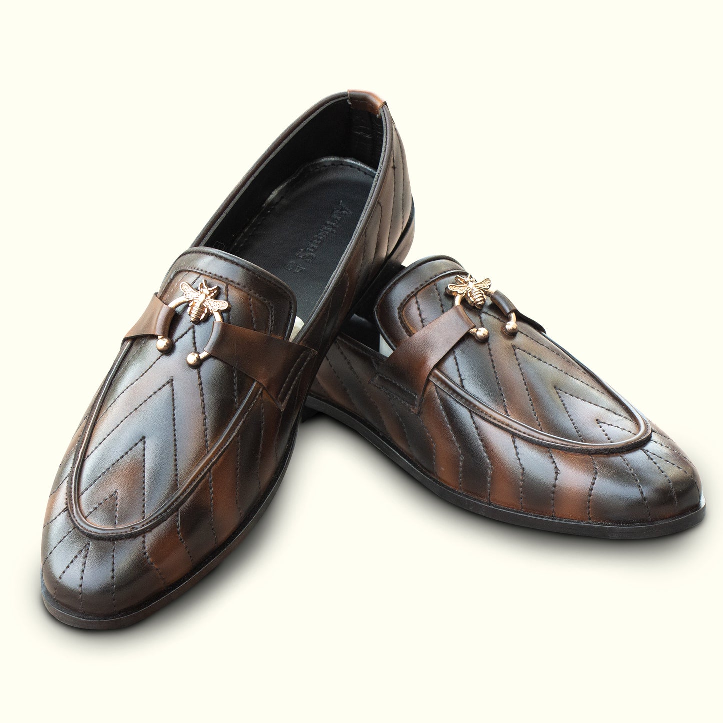 Artisans Handmade Stiched Lining Dark Coffee Leather Shoes - 25026