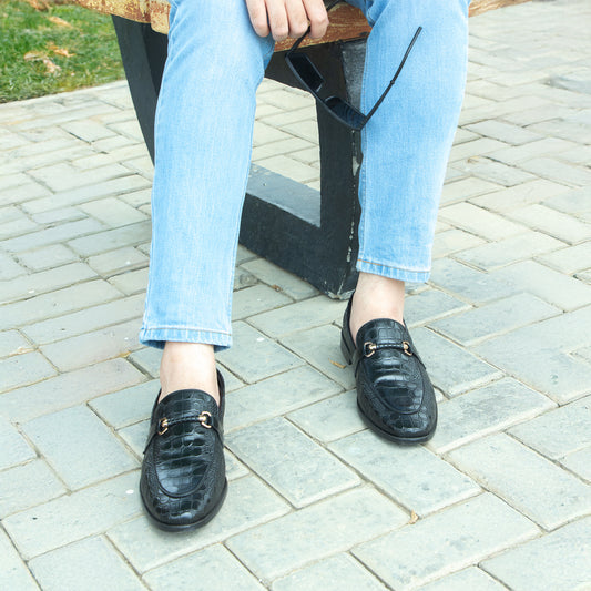 Artisans Handmade Modern Grid Patterned Leather Shoes - 25041