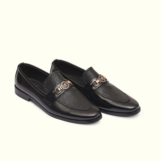 Artisans Handmade Metal Buckle Leather Loafers - 25013