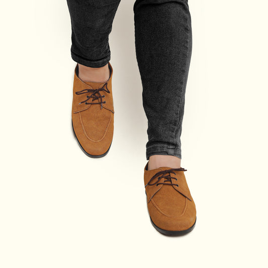 Artisans Handmade Camel Suede Leather Shoes- 25021