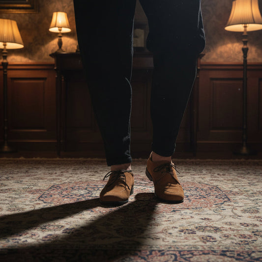 Artisans Handmade Camel Suede Leather Shoes- 25021