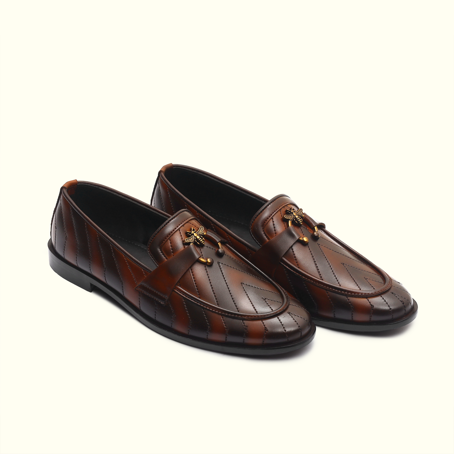 Artisans Handmade Stiched Lining Dark Coffee Leather Shoes - 25026