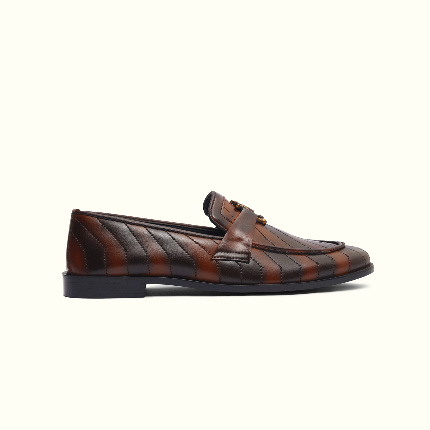 Artisans Handmade Stiched Lining Dark Coffee Leather Shoes - 25026
