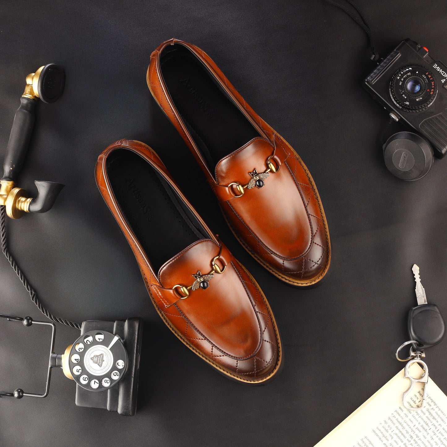 Artisans Handmade Men Smart Stride Leather Penny Loafers - 25029