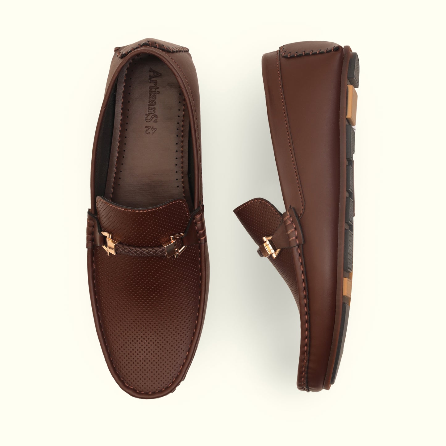 Artisans Safari-Inspired Handmade Leather Slip-on Loafers - 35006