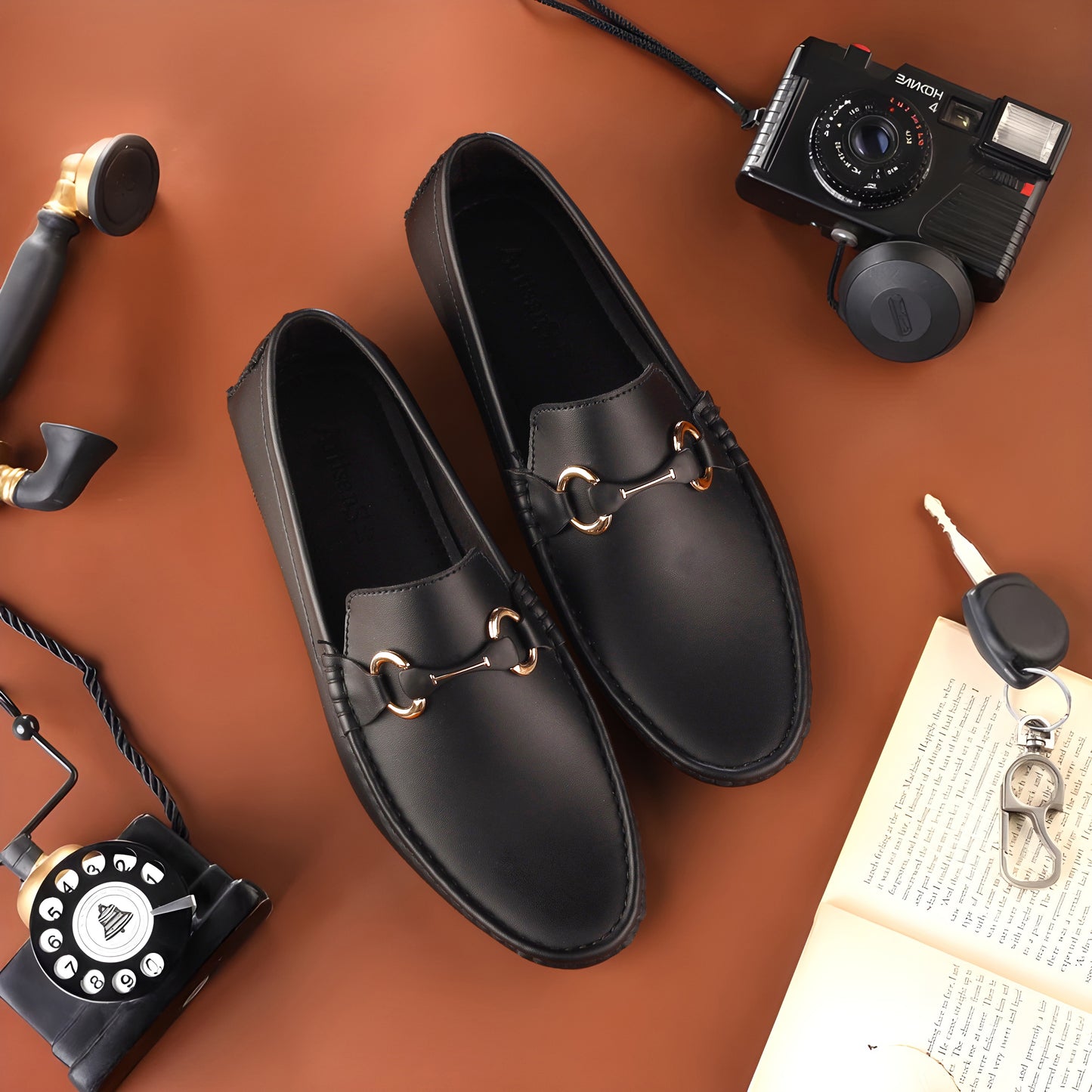 Artisans Handmade Leather Classic Black Slip-on Loafers - 35007