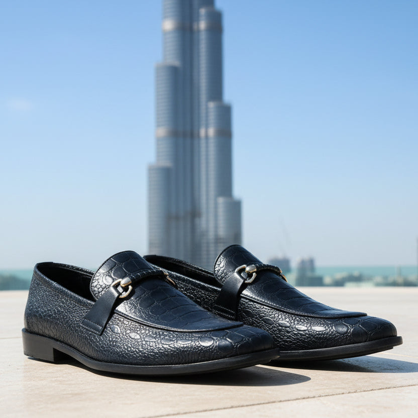 Artisans Handmade Modern Grid Patterned Leather Shoes - 25041