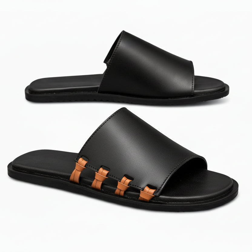 Artisans Handmade Black Stride Slippers- 5520