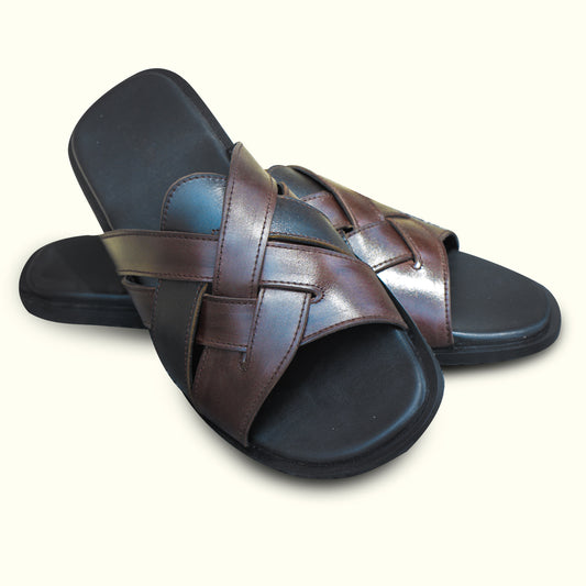 Artisans Handmade Cross Strap Leather Slippers-5518