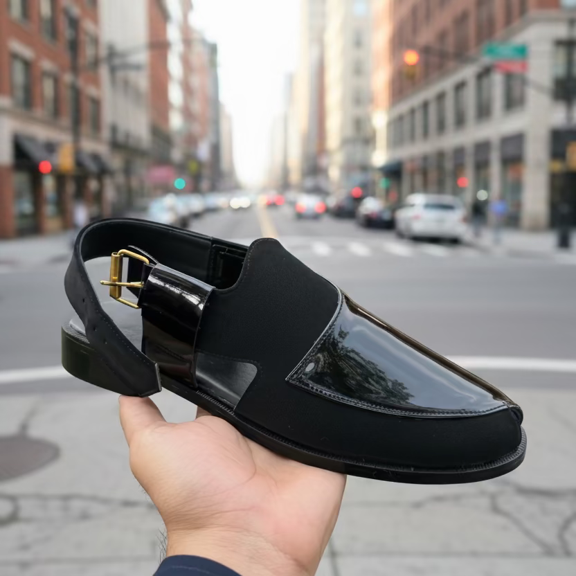 Artisans Handmade Patent Leather Half Cut Pattern Khairi- 5522