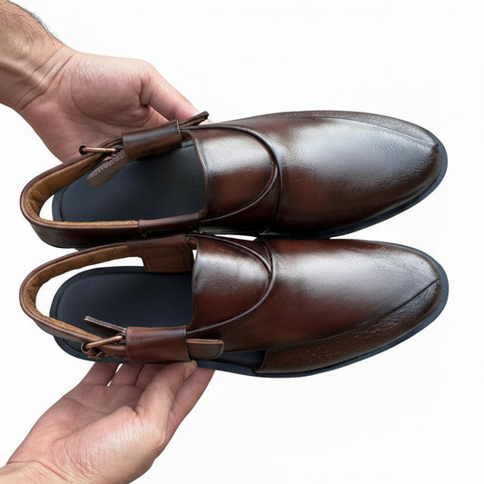 Artisans Handmade Double Shade Leather Brown Kheri chappal - 5517
