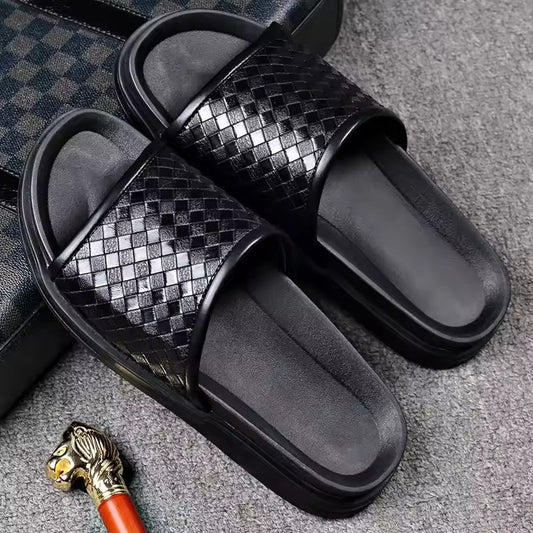 Artisans Handmade Grid Styled Leather Slippers- 5512