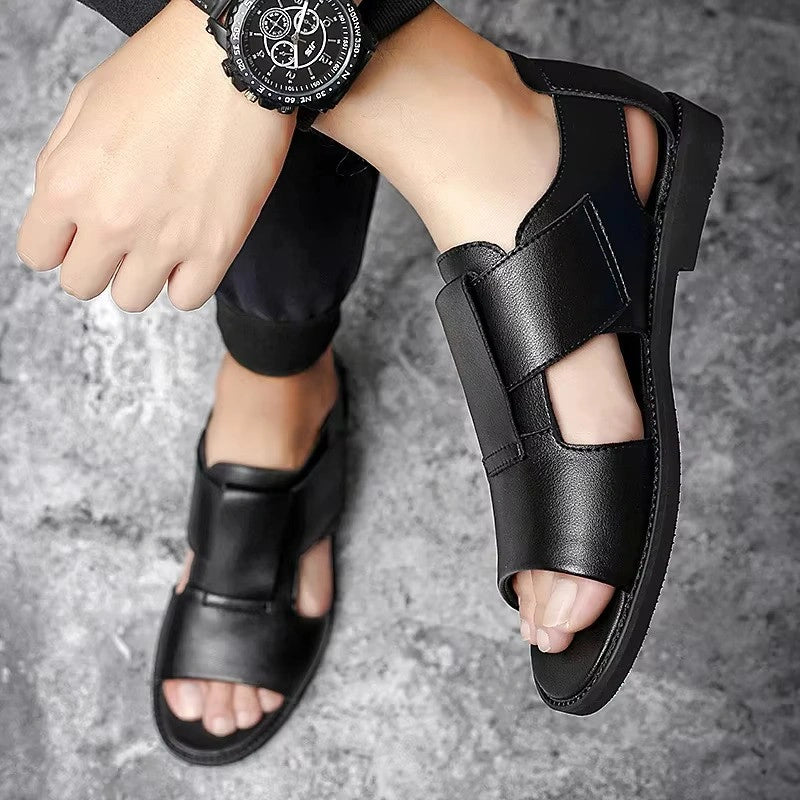 Artisans Handmade Leather Roman Sandals for Men Non-slip Beach Slippers- 5503