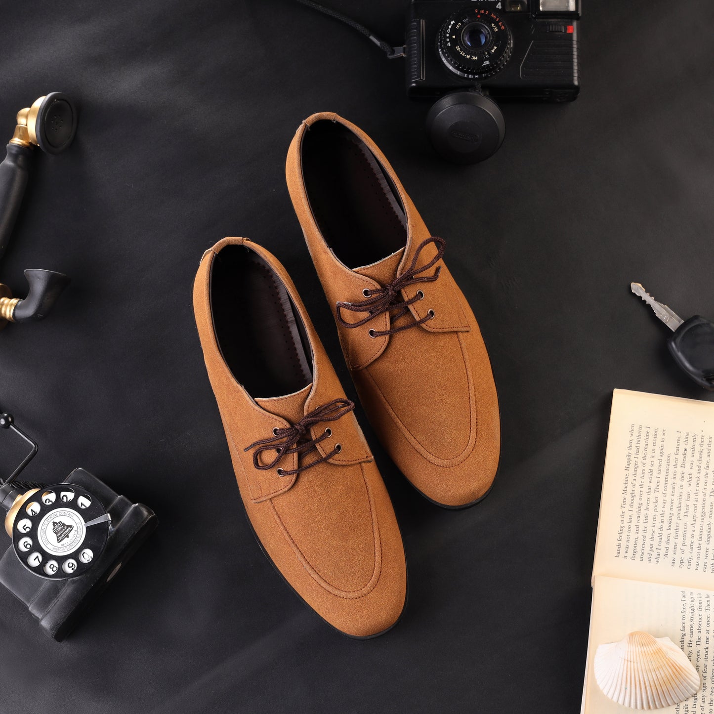 Artisans Handmade Camel Suede Leather Shoes- 25021