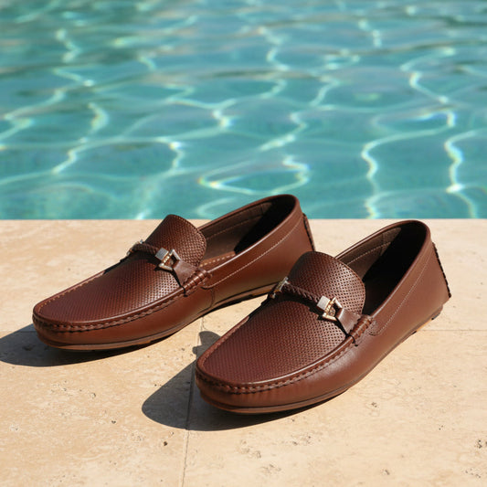 Artisans Safari-Inspired Handmade Leather Slip-on Loafers - 35006