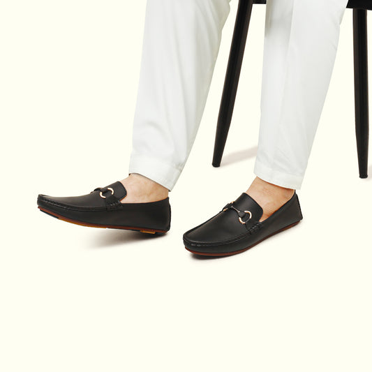 Artisans Handmade Leather Classic Black Slip-on Loafers - 35007