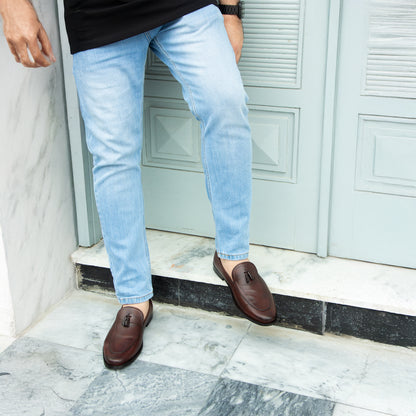 Men Slip-On Round Toe Solid Tassel Leather Shoes - 11006 CBA