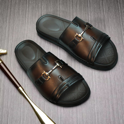 Artisans Handmade Dual-Tune Buckle Slipper - 5513