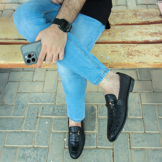 Artisans Handmade Modern Grid Patterned Leather Shoes - 25041