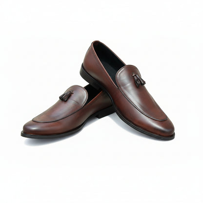 Men Slip-On Round Toe Solid Tassel Leather Shoes - 11006 CBA