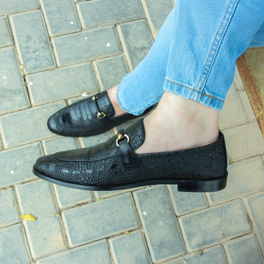 Artisans Handmade Modern Grid Patterned Leather Shoes - 25041
