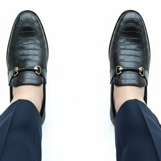 Artisans Handmade Modern Grid Patterned Leather Shoes - 25041