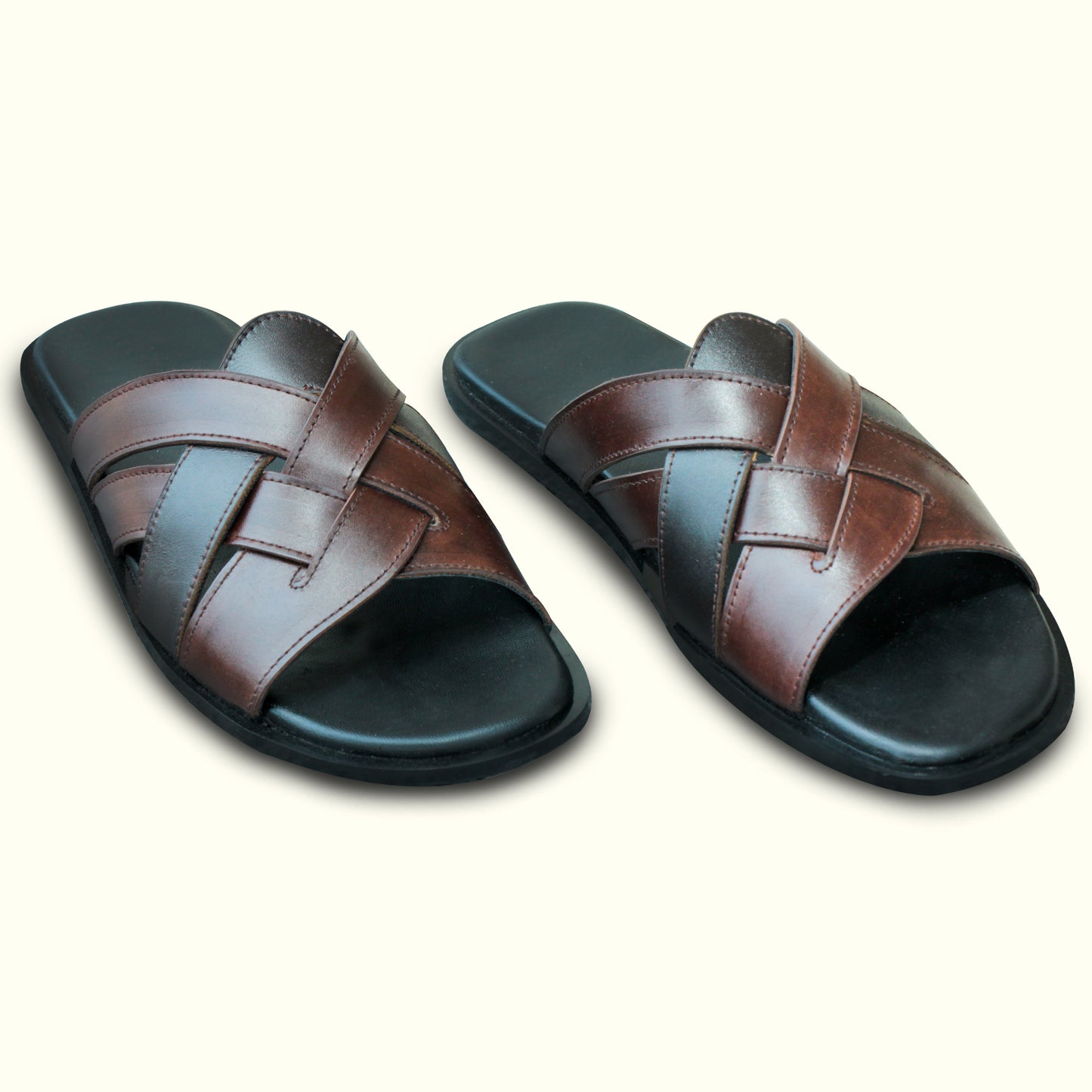 Artisans Handmade Cross Strap Leather Slippers-5518