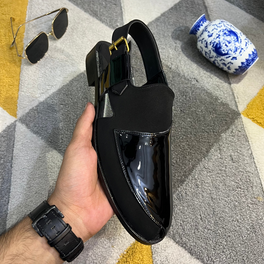 Artisans Handmade Patent Leather Half Cut Pattern Khairi- 5522