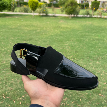 Artisans Handmade Patent Leather Half Cut Pattern Khairi- 5522