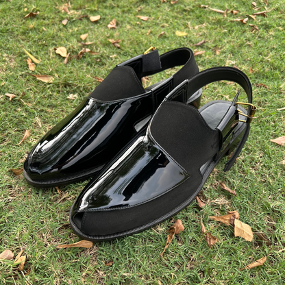 Artisans Handmade Patent Leather Half Cut Pattern Khairi- 5522