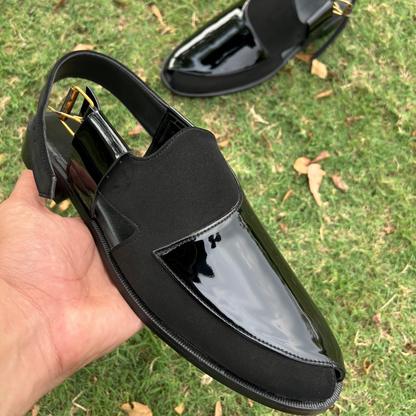 Artisans Handmade Patent Leather Half Cut Pattern Khairi- 5522