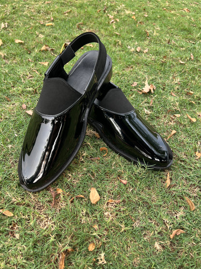 Artisans Handmade Patent Leather Half Cut Pattern Khairi- 5522
