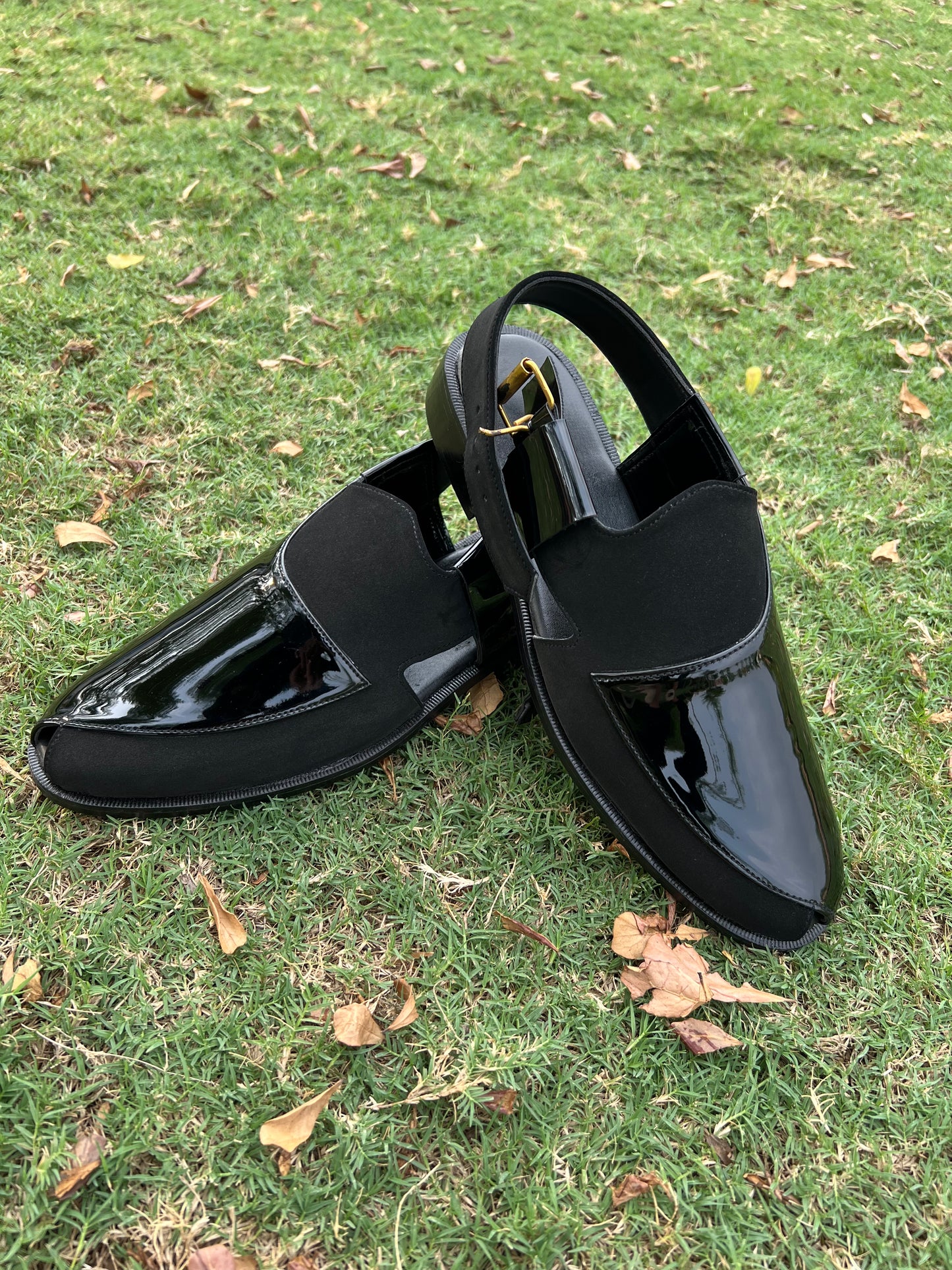 Artisans Handmade Patent Leather Half Cut Pattern Khairi- 5522