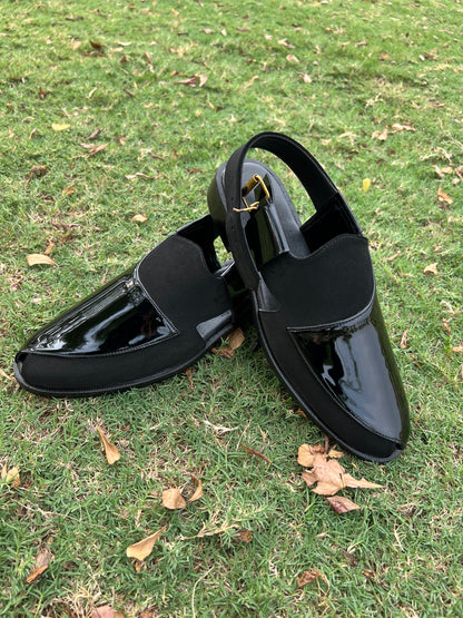 Artisans Handmade Patent Leather Half Cut Pattern Khairi- 5522