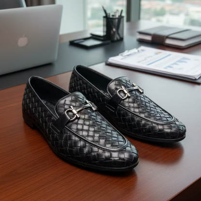 Artisans Handmade Grid Styled Leather Luxury Shoes- 25052