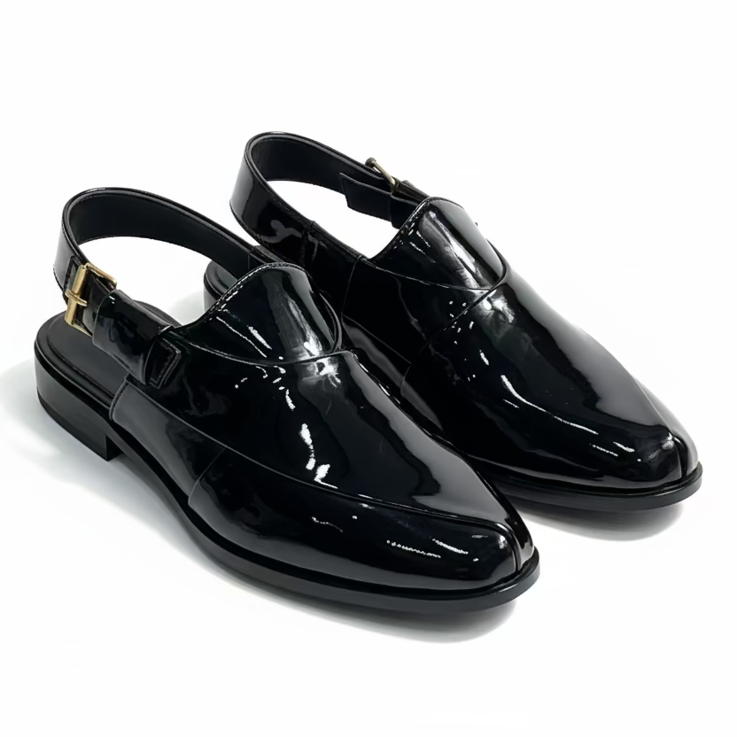 Artisans Handmade Patent Leather Driving Khairi chapal - 5507