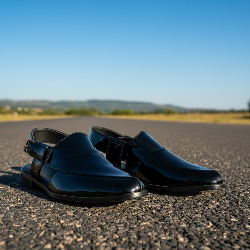 Artisans Handmade Patent Leather Driving Khairi chapal - 5507