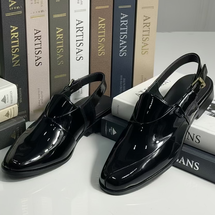 Artisans Handmade Patent Leather Driving Khairi chapal - 5507