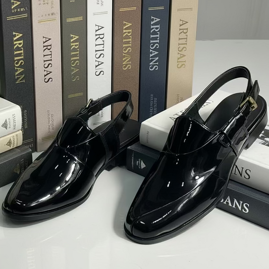 Artisans Handmade Patent Leather Driving Khairi chapal - 5507