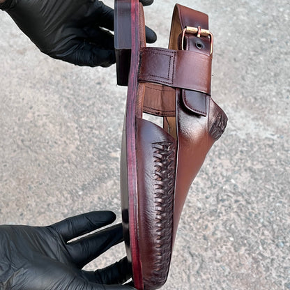 Artisans handmade Modern knitted Leather kheri chappal - 5515