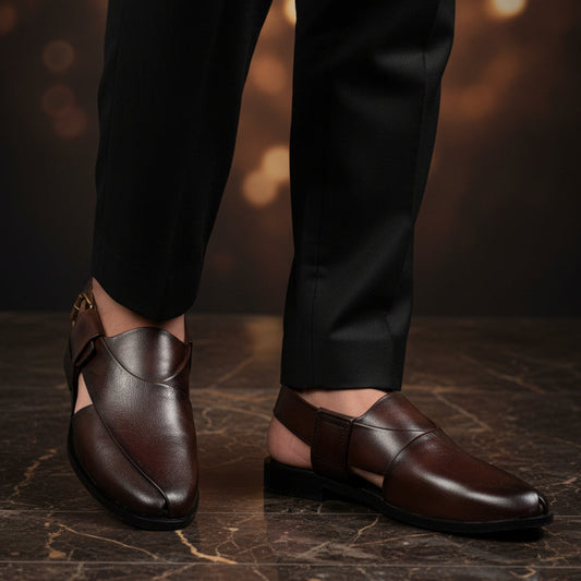 Artisans Handmade Double Shade Leather Brown Kheri chappal - 5517