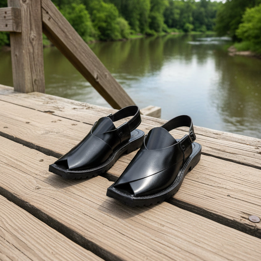 Artisans Handmade Classic Black Leather Khairi - 5526