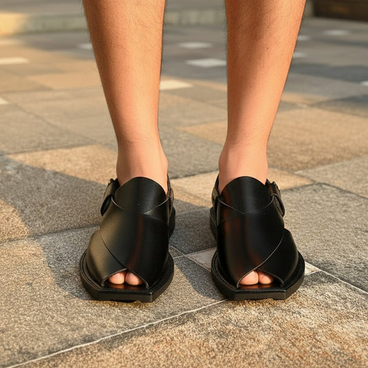 Artisans Handmade Classic Black Leather Khairi - 5526