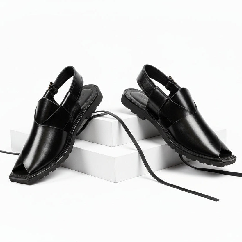 Artisans Handmade Classic Black Leather Khairi - 5526