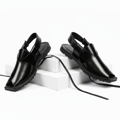 Artisans Handmade Classic Black Leather Khairi - 5526