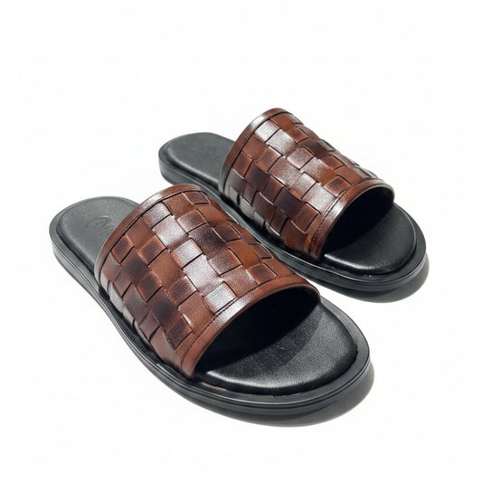 Artisans Handmade Braided Leather Slippers-5506
