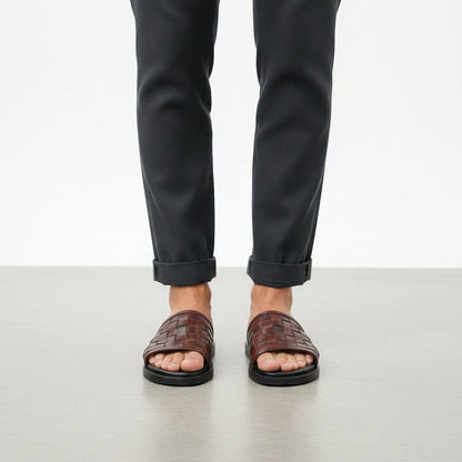 Artisans Handmade Braided Leather Slippers-5506