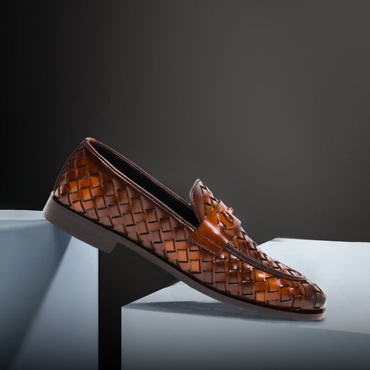 Artisans Handmade Grid Styled Leather Luxury Shoes- 25052